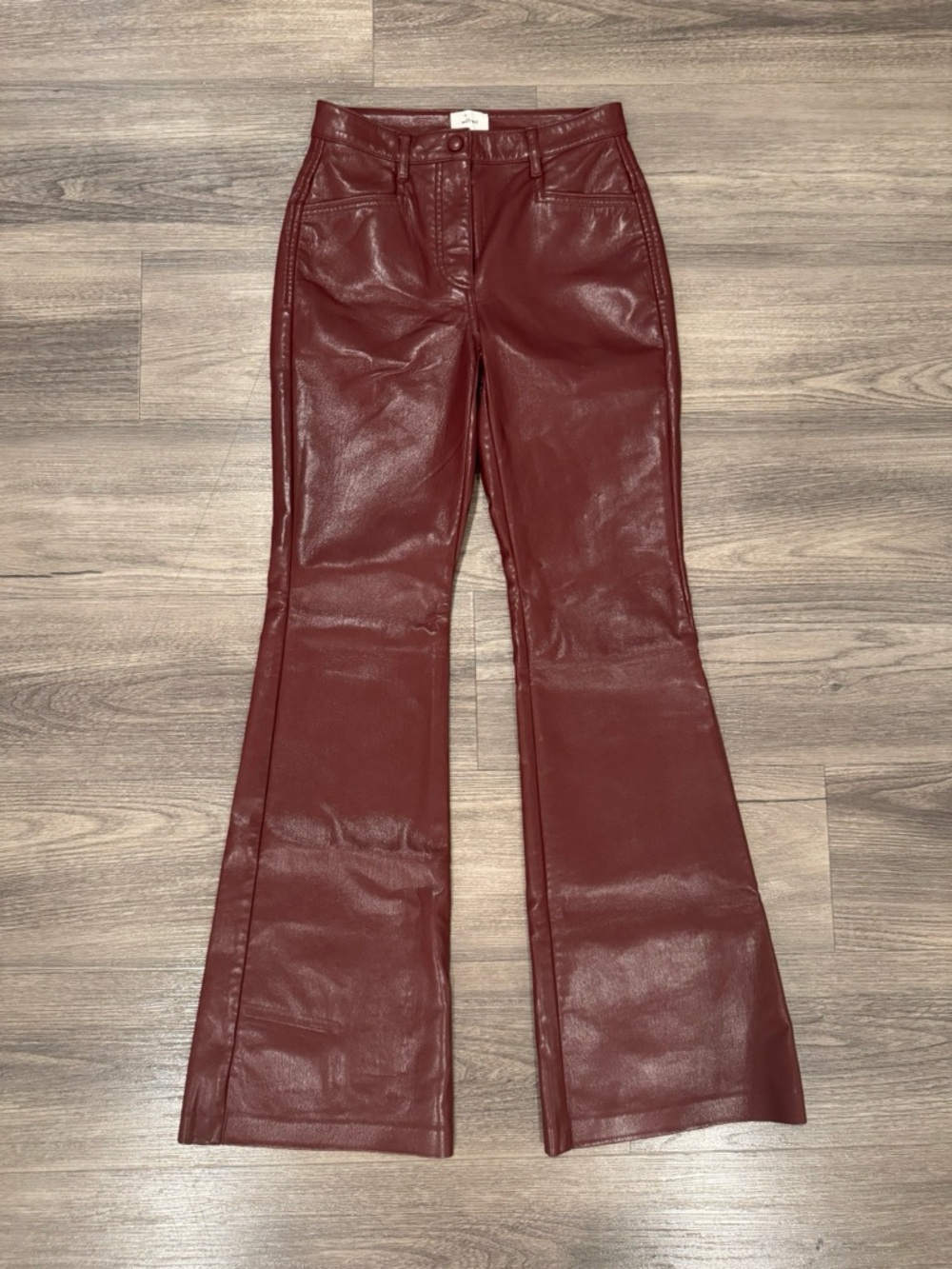 Aritzia Wilfred Beatrix Flared Vegan Leather Pants in Spiced Burgundy Size 0